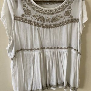 Off white printed shear tee/blouse